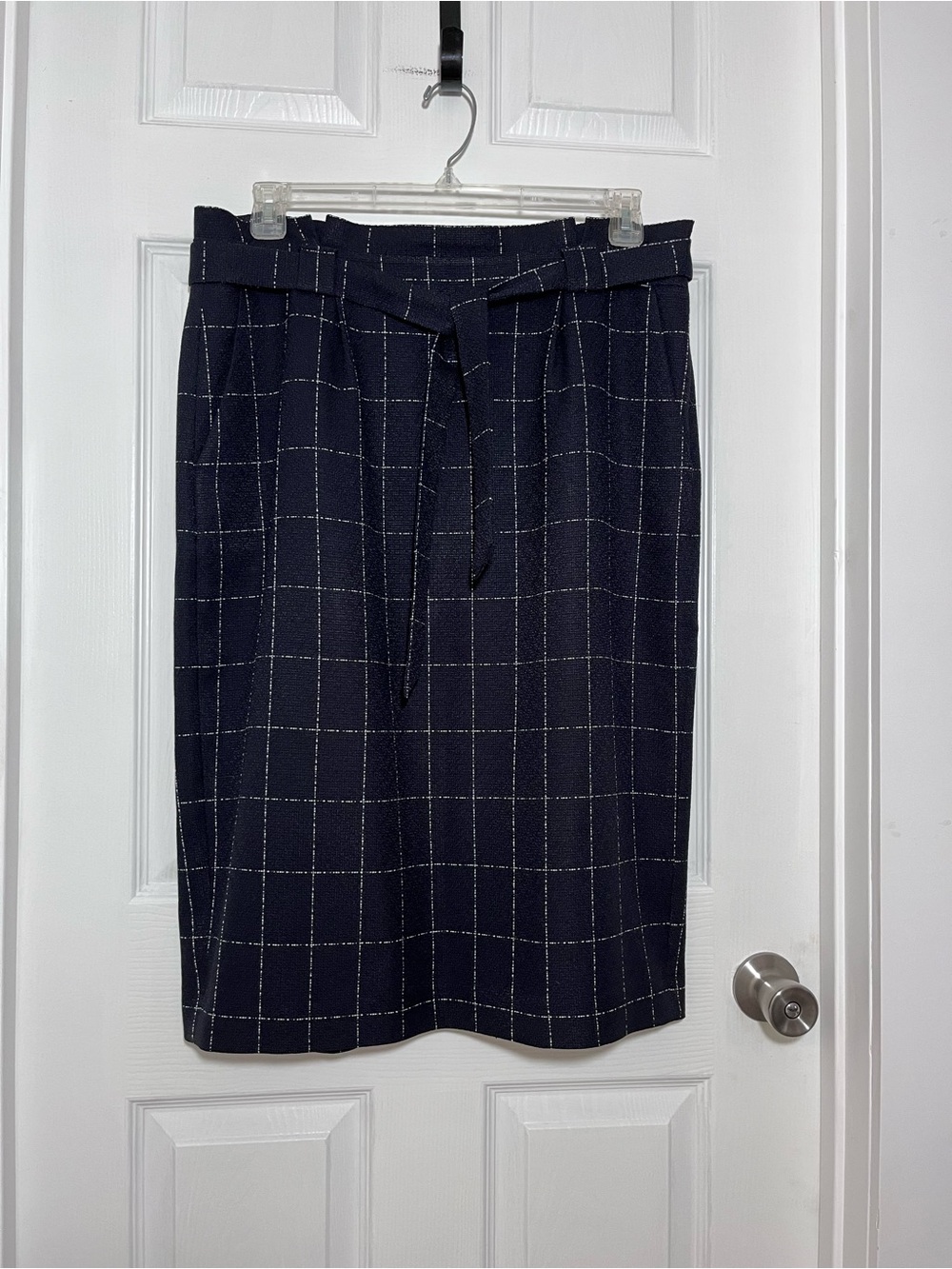 Calvin Klein Black Windowpane Pencil Skirt